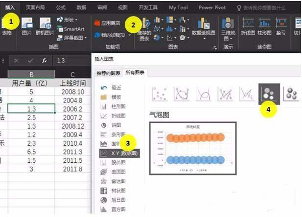 Excel表格制作單軸氣泡圖的操作流程截圖