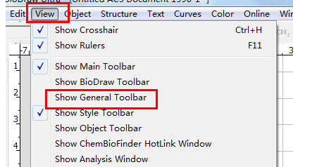 ChemDraw工具欄不見了的處理操作截圖