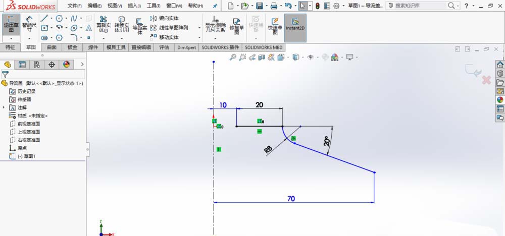 SolidWorks創(chuàng)建導(dǎo)流蓋零件模型的詳細(xì)操作截圖