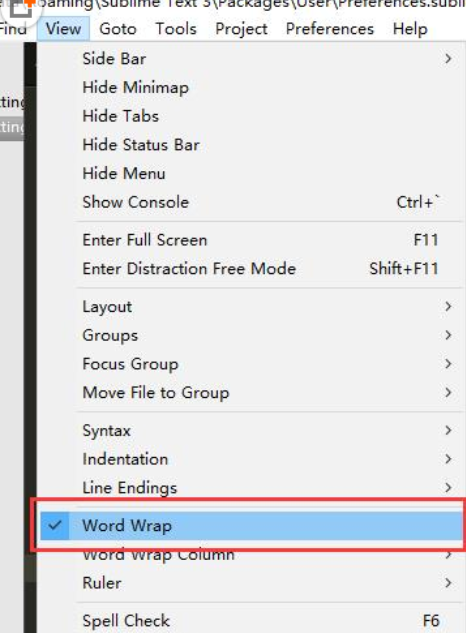 Sublime Text設(shè)置文本自動(dòng)換行的操作流程截圖