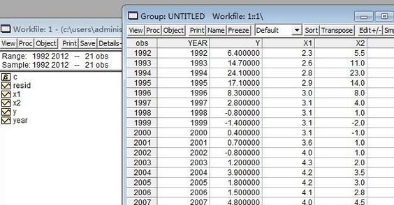 Eviews建立數(shù)據(jù)的操作方法截圖
