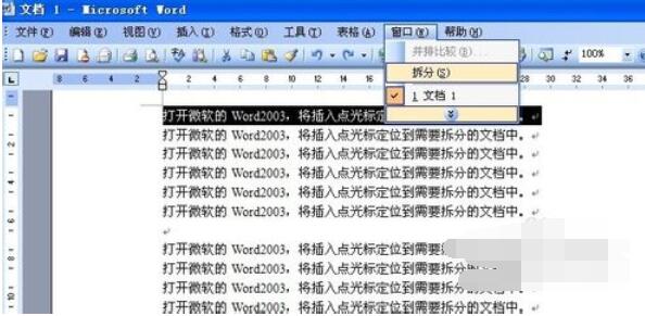 word2003拆分窗口的操作步驟截圖