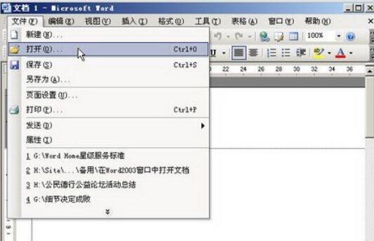 word2003中打開文檔的操作方法截圖