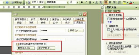 word2003文檔設(shè)置密碼保護(hù)的操作方法截圖