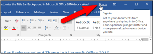 Microsoft Office2016自定義標(biāo)題欄主題的詳細(xì)教程截圖