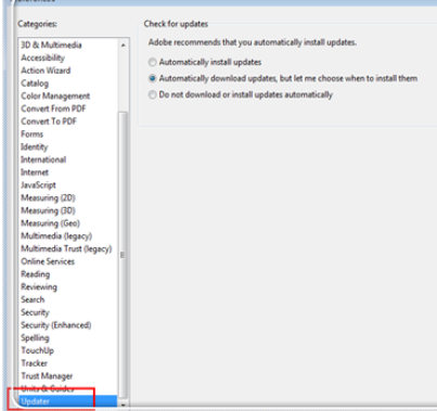 Adobe Reader XI(pdf閱讀器)中關(guān)閉自動(dòng)更新的操作步驟截圖