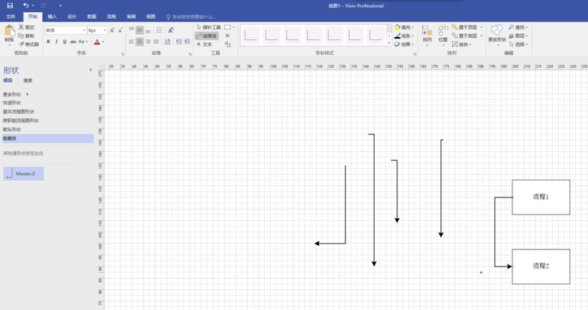 Microsoft Office Visio中使用默認有箭頭連接線的具體操作教程截圖