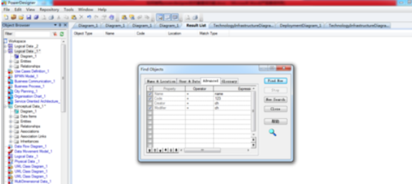 Power Designer中使用對象查詢功能的簡單操作教程截圖