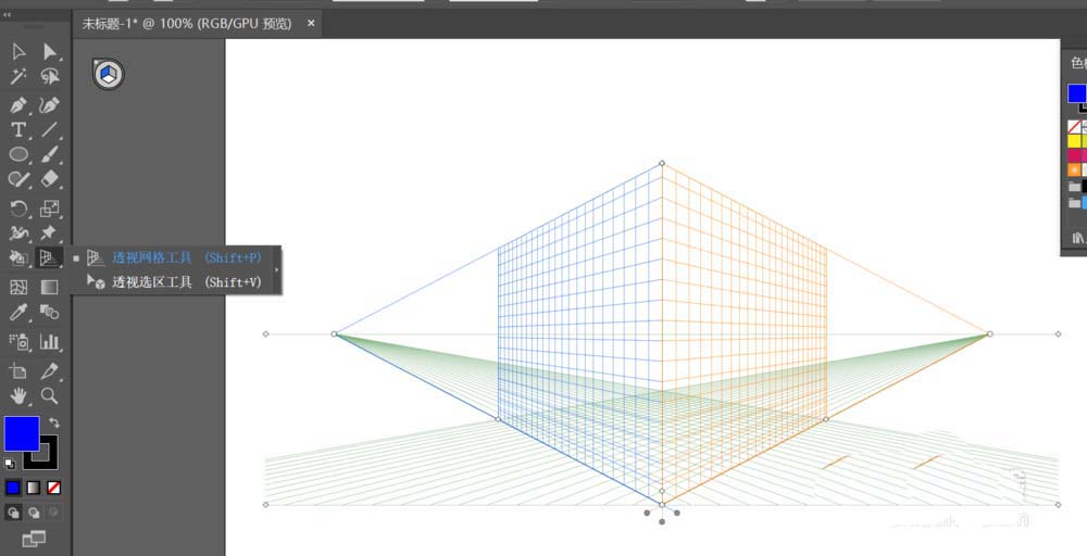 Adobe Illustrator CS6中使用透視網(wǎng)格工具的操作方法截圖