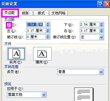 word2003進(jìn)行頁(yè)面設(shè)置的具體操作步驟截圖