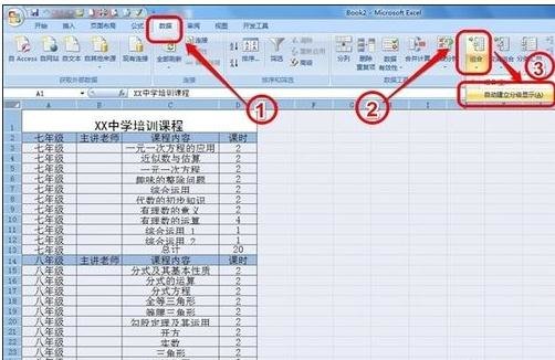 excel2007設(shè)置分級(jí)顯示的操作方法截圖