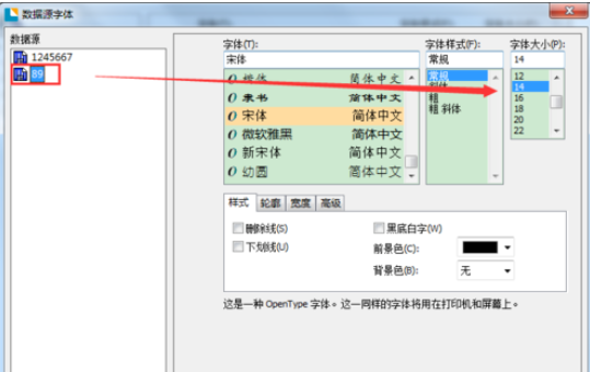 BarTender設(shè)置每個數(shù)據(jù)源字體大小的使用操作截圖