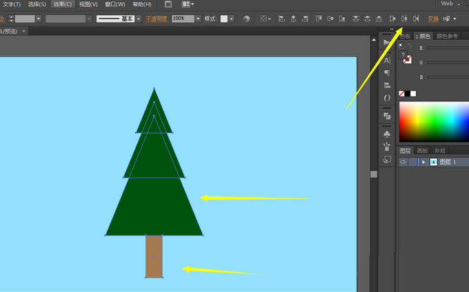 Adobe Illustrator CS6中繪畫卡通效果綠色樹的操作步驟截圖