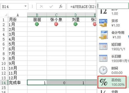 excel2013使用紅綠圖標(biāo)標(biāo)記員工完成情況的操作教程截圖