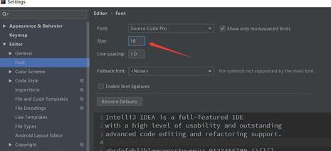 intellij idea設(shè)置字體大小的操作方法截圖
