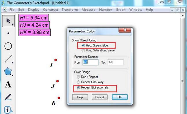 幾何畫板中三個參數(shù)設置圖形顏色的方法步驟截圖