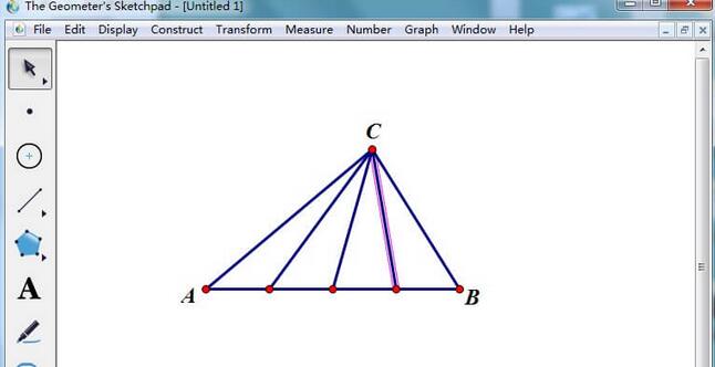 幾何畫板進(jìn)行四等分三角形的一邊操作方法截圖