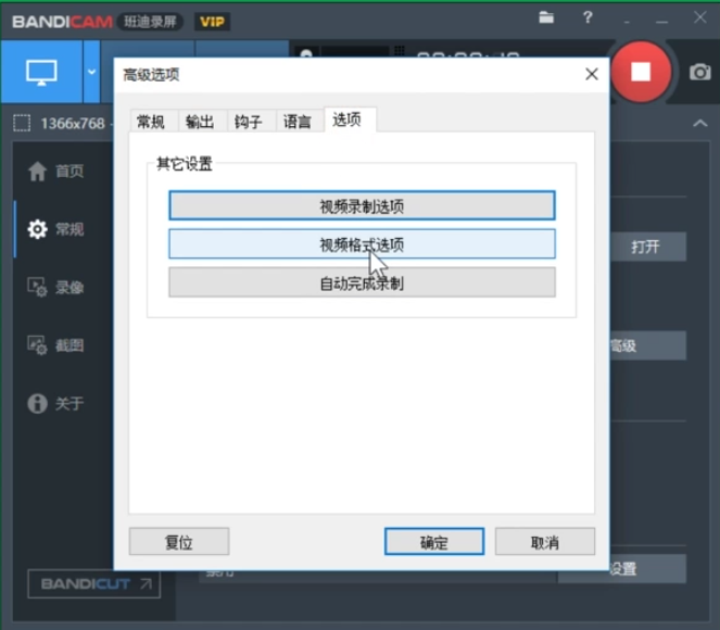 Bandicam設置錄制視頻尺寸的使用教程截圖