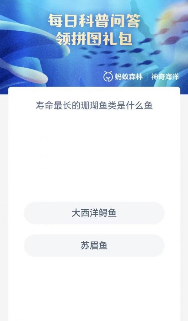 《支付寶》神奇海洋科普7月17日答案2023