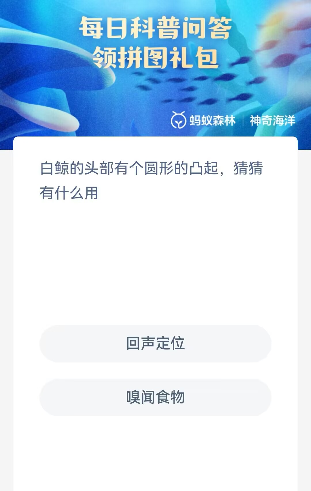 《支付寶》神奇海洋科普10月26日答案2023